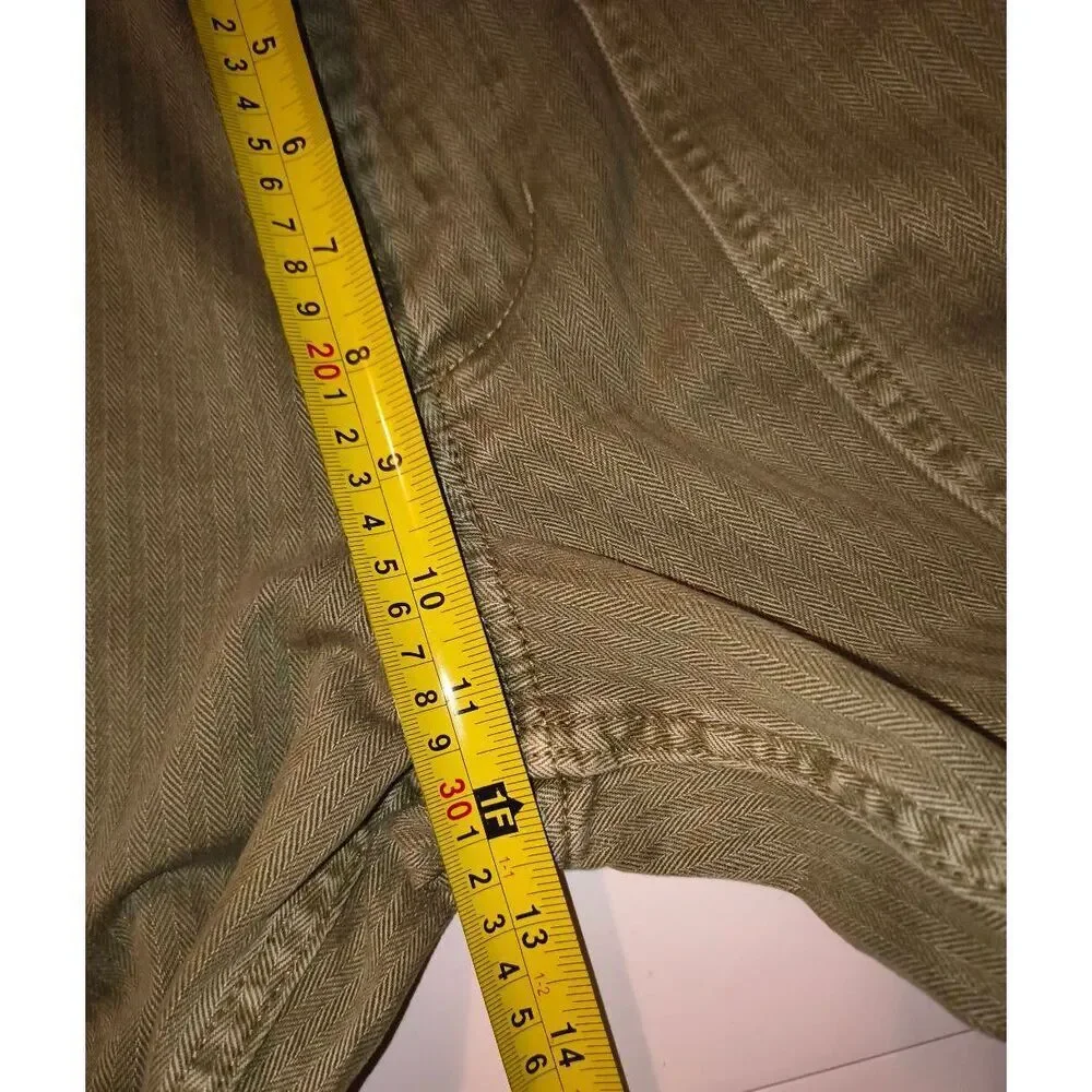 Y2K Old Navy Men's 32 x 30 90's Loose Green herringbone front porkchop pockets b